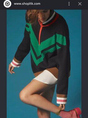 anthropologie maeve varsity colorblock half zip sweater small